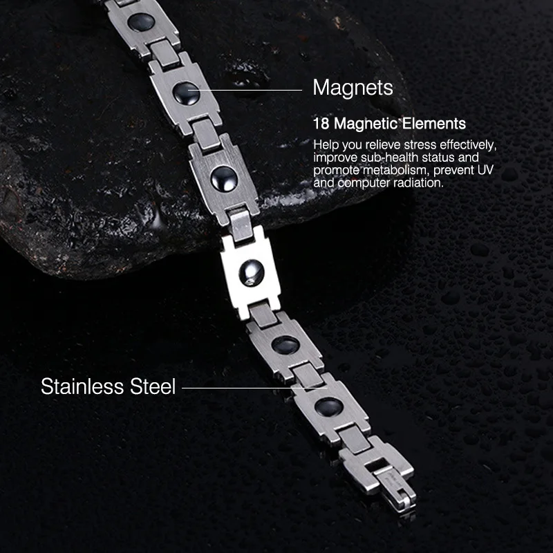 Customized. Steel Energy Magnet Bracelet/Gossip Pattern Energy Bracelet Factory