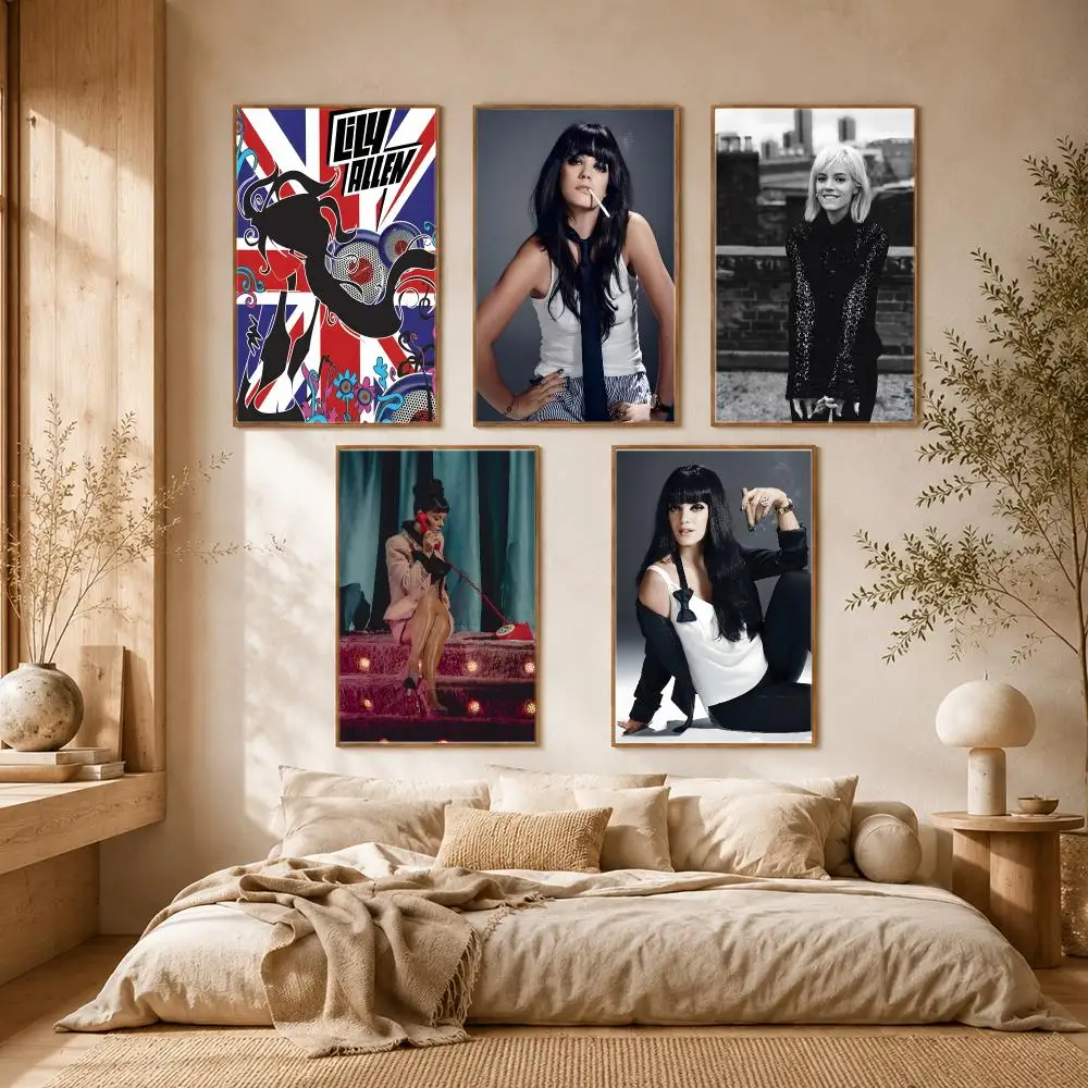 Lily Allen Singer Retro Pop Poster Self-adhesive Advanced Aesthetic Printing Paper Wall Art for Living Room Home Decor