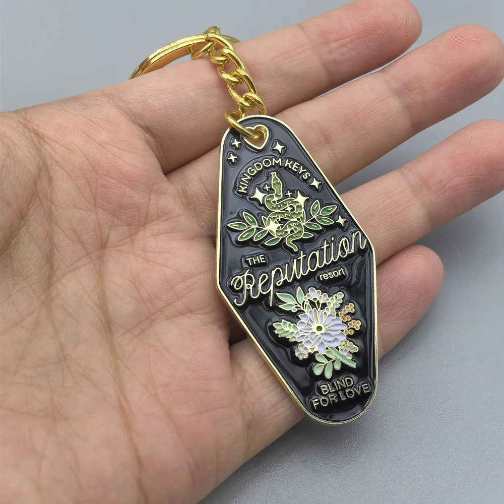 Vintage Motel Style Keychain Reputation Enamel Key Ring, Blind For Love Bag Pendant, Music Fan Gift Accessories