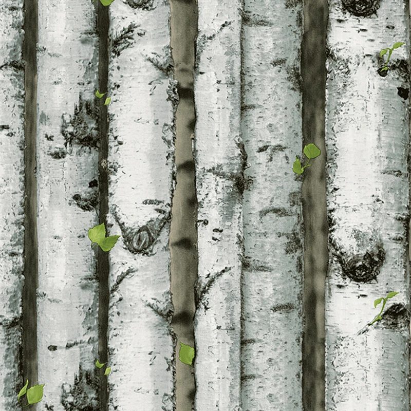 

Forest Birch Tree Wood Peel And Stick Wallpaper Removable Grey/Brown/Green Vinyl Self Adhesive Wallpaper For Cabinet Decoration