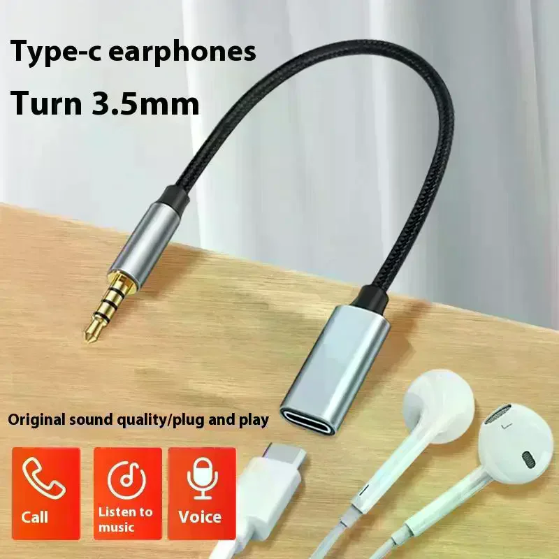 1Pcs Phone Tablet PC Accessories With USB C Port Cable Conversion Earphone Microphone 3.5mm Male To Type-C Aux Audio Adapter