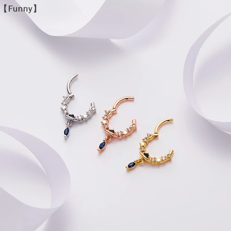 〔Funny〕Titanium Steel Nose Ring Blue Planet Series Perforated Cartilage Ring Jewelry