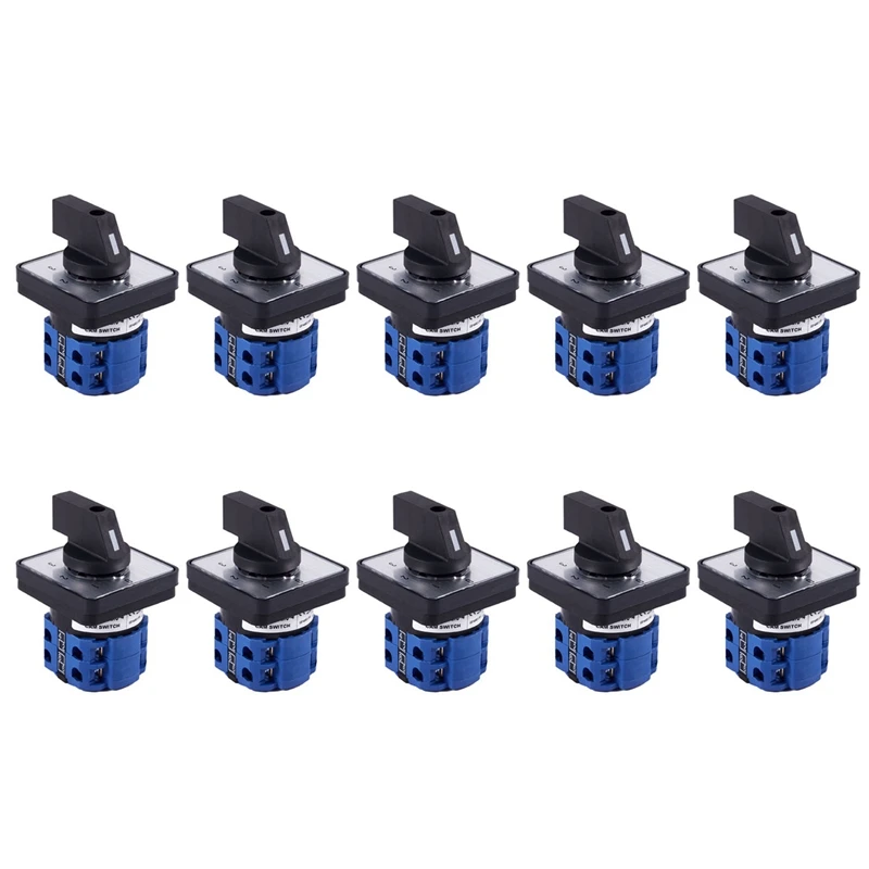 

10X 8 Terminals 5 Positions Master Control Rotary Cam Switch 20A Black+Blue