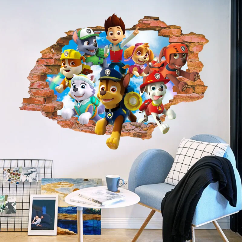 Autocollants Muraux Paw Patrol pour la Décoration de la Maison, Style Anime, Skye Chase, Graffiti Décoré, Cadeau d\'Anniversaire pour Garçon et Fille