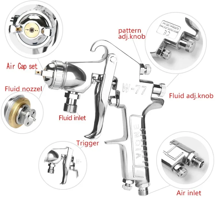 T HVLP Pneumatic Sprayer Gun Professional Spray Gun with 2.0mm Steel Nozzle for Furniture Car Paint Glue High Atomizing Spray