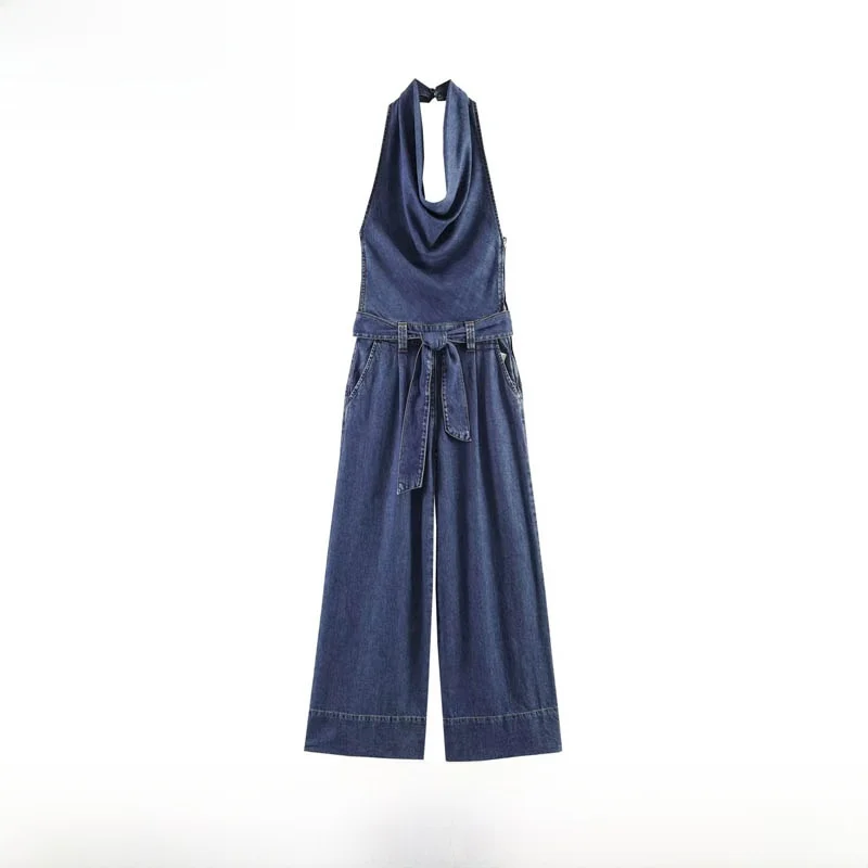 

Новые женские модные универсальные джинсовые комбинезоны на бретелях для весны и лета, стиль ZR, прямые длинные брюки из полиэстера для повседневной носки