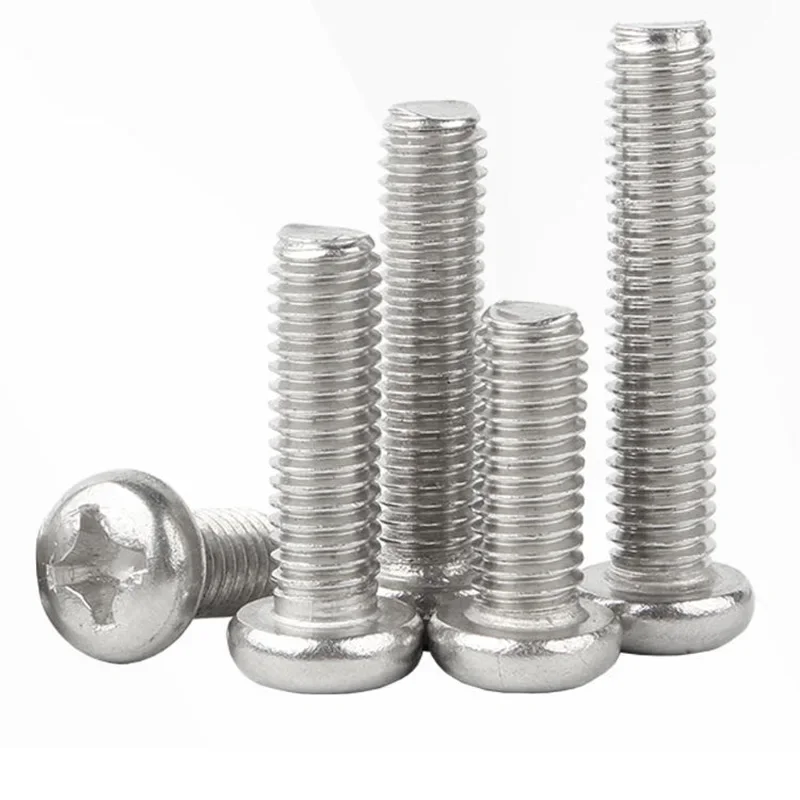 M1 M2  M3 M3.5-M10 Stainless Steel Micro Thread Round Head Screw Nut Bolt Cross Round Flat Washer Spring Kit 2/5/10/20/50PCS