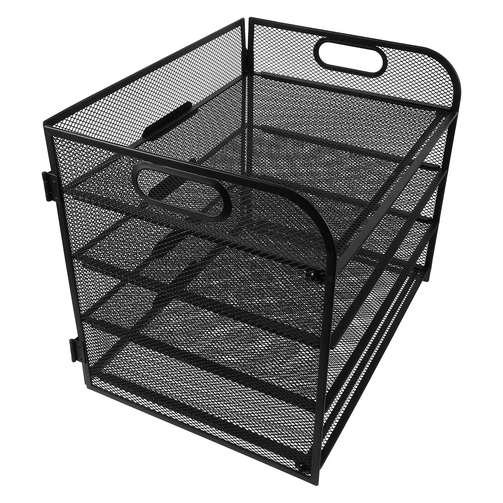 

4 Tier File Organizer Metal Mesh Desktop Document Shelf Letter Tray Paper Sorter Black Office School Storage Book Rack