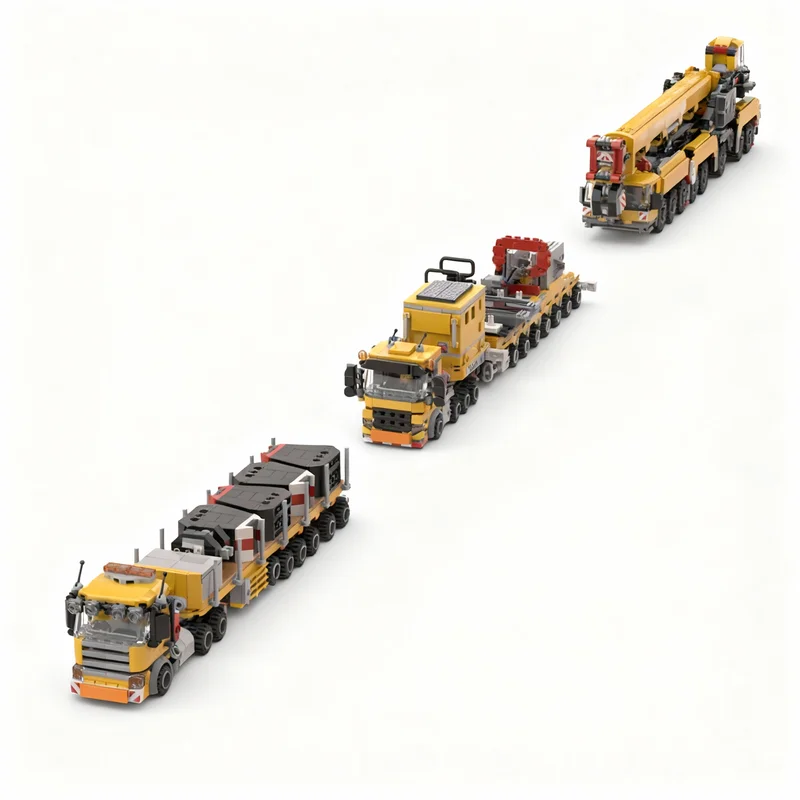 964 pièces MOC Camion de chantier à plateau surbaissé, modèle urbain, blocs de construction, cadeaux de Noël, jouet d'architecture à assembler