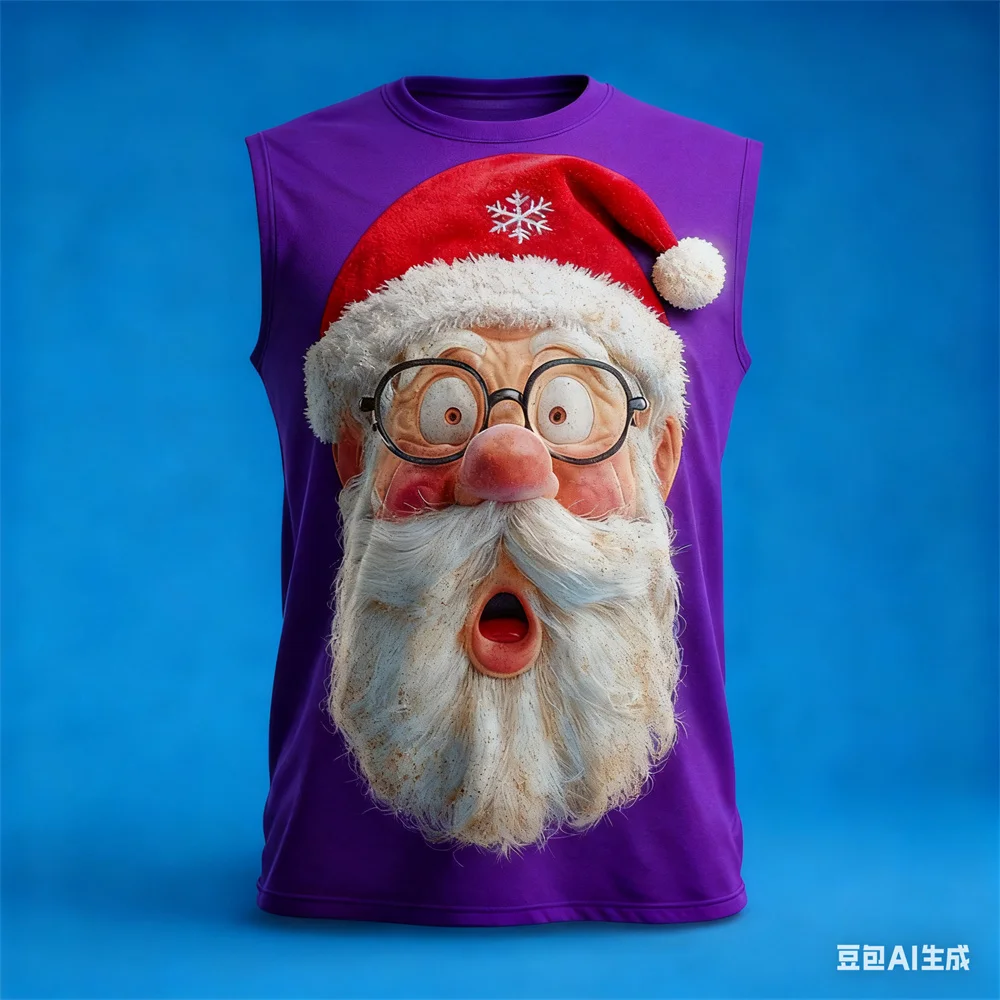 

Merry Christmas Men's Sleeveless T-Shirt 3D Santa Claus funny t shirts men women tank tops Christmas Party vest Men y2k clothing