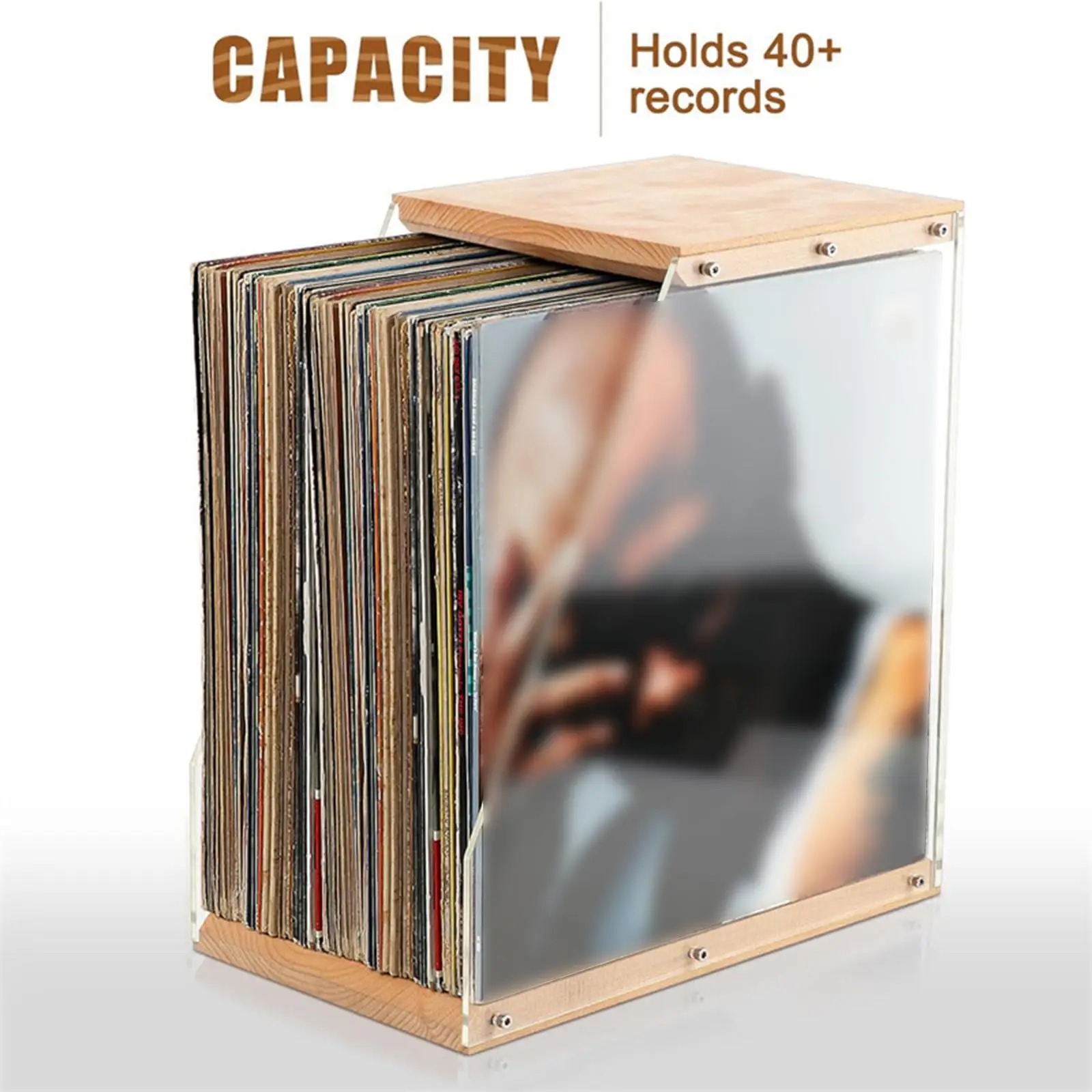 Vinyl Storage Holder Holds 40+ LPs Modern Lightweight Multipurpose Book Storage Box for files Household Living Room Music Lovers