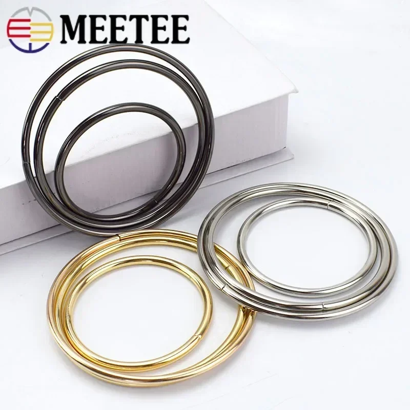 2Pcs Meetee O Ring Metal Bag Handle Buckles for Women Handbag Lock Decoration Clasp Handles Connect DIY Bags Part Accessories