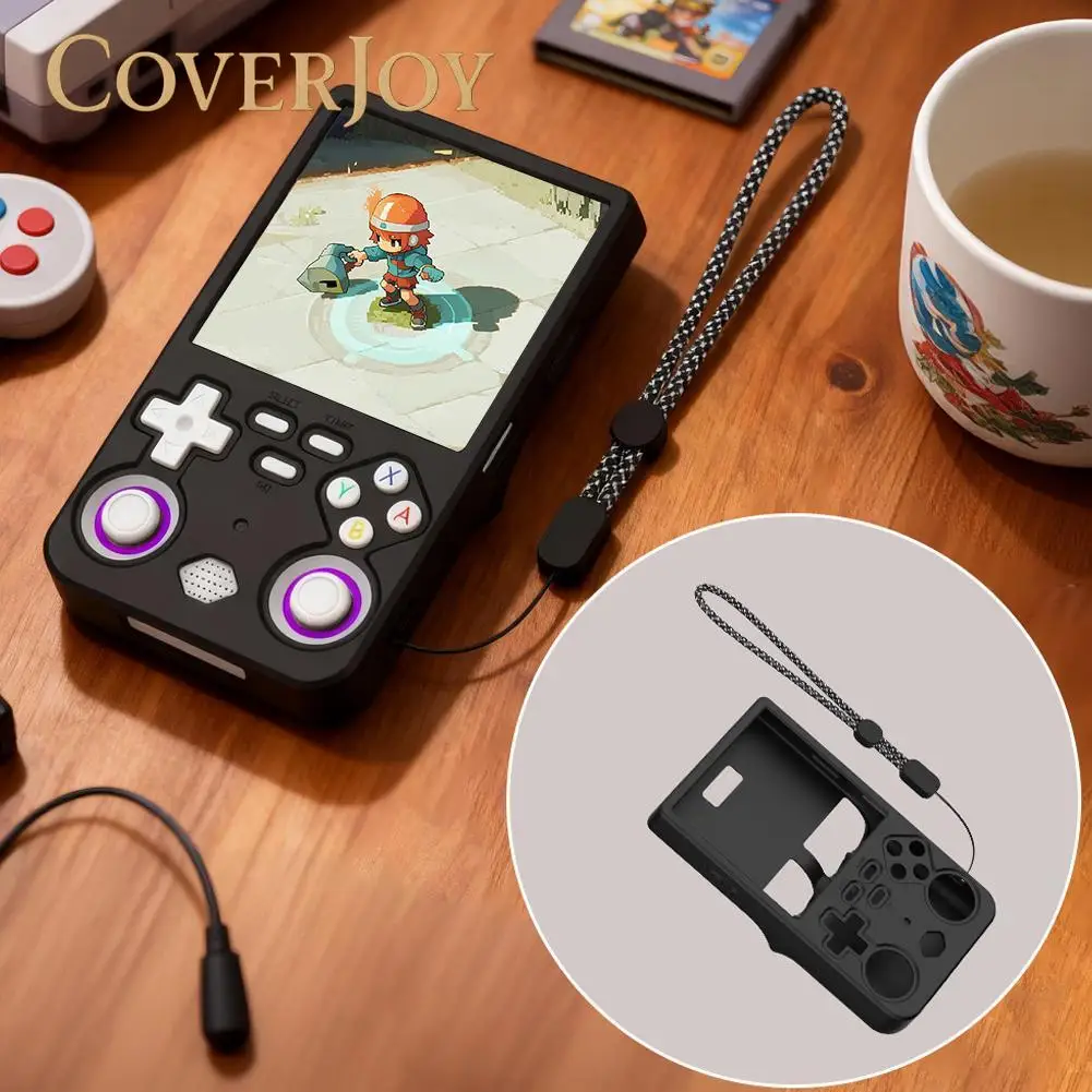 Чехол CoverJoy со шнурком для портативной консоли R36 Ultra, силиконовый защитный чехол, противоударный корпус с защитой от царапин
