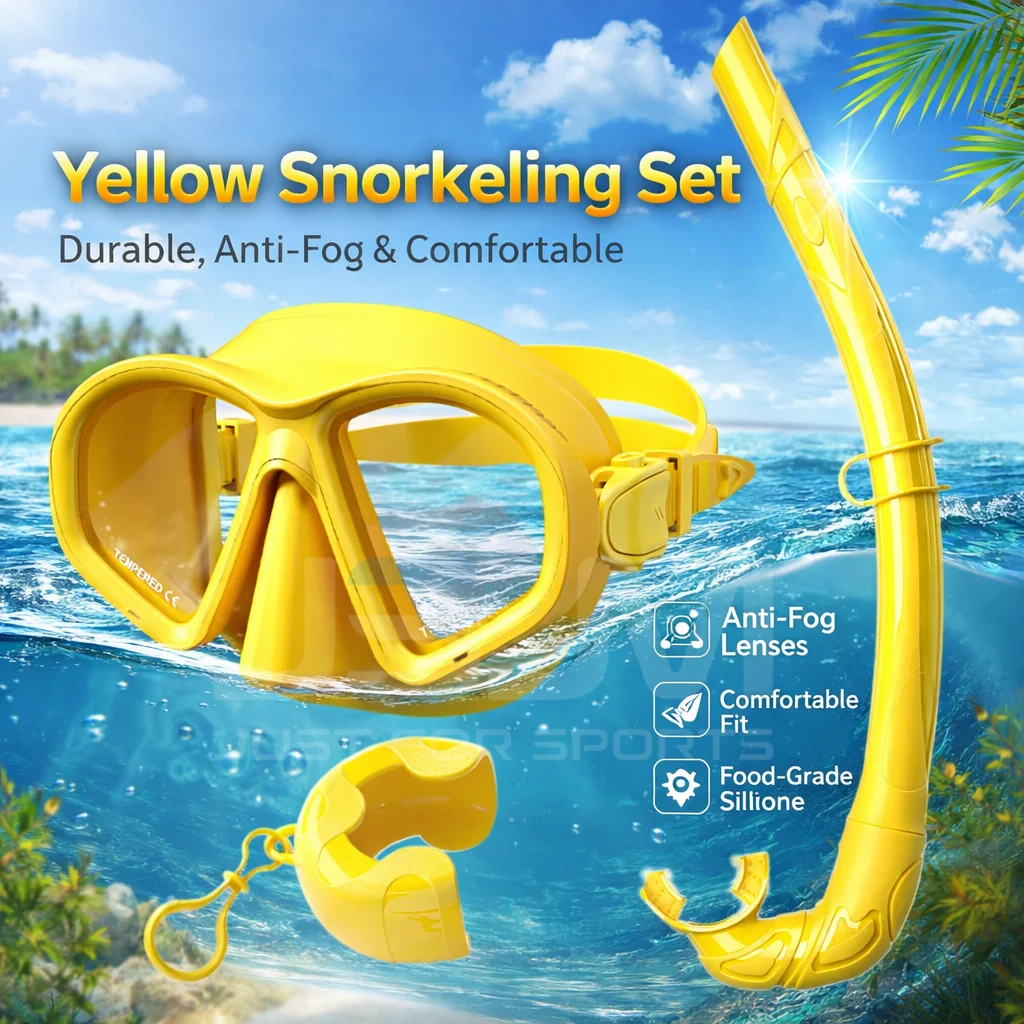 JSJM Premium Professional Diving Mask Snorkel Set Tempered Glass Anti-Fog Swimming Mask Goggles Snorkeling Gear Kit For Adults