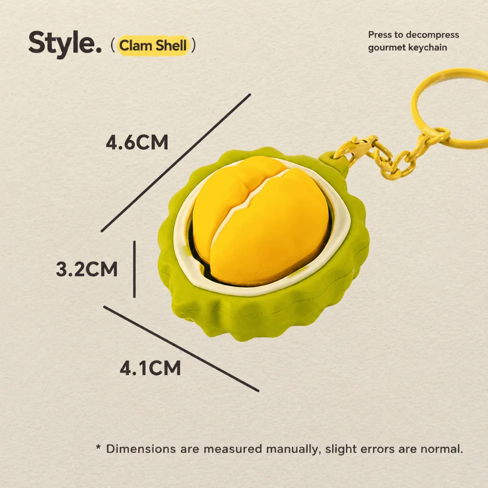 Cartoon Calming Keychain Keys Finger Button 3D Printed Anti-stress Pendant Decompression Gifts Cake Egg Foods Clicker Key Chain
