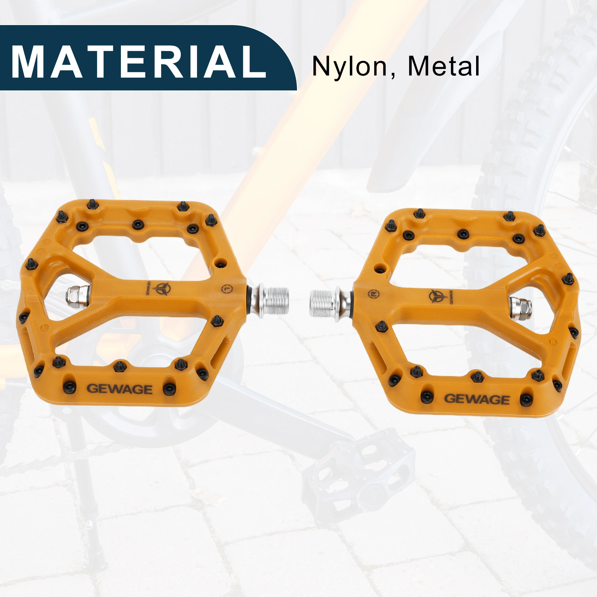 

X Autohaux Foot Peg Footrests Fit 9/16 Inch Axles Durable | Rear Bicycle Pedal Nylon Metal Yellow 1 Pair