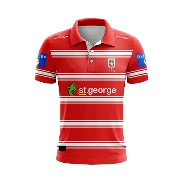 2024 St George illawara Dragons Home / Away/Polo/canotta Rugby Jersey-taglia uomo: S-5XL (stampa numero nome personalizzato)