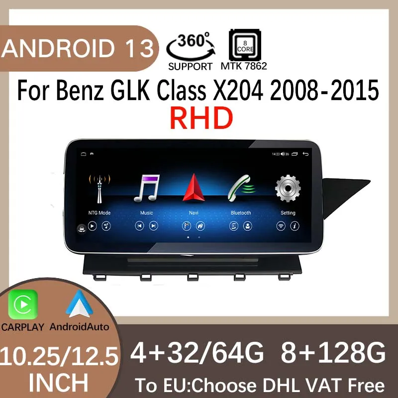 

MTK7862 8Core 12.5" Android13 128G 10.25" GPS Navigation For Mercedes Benz GLK X204 2008-2015 Multimedia Video Radio Player WIFI