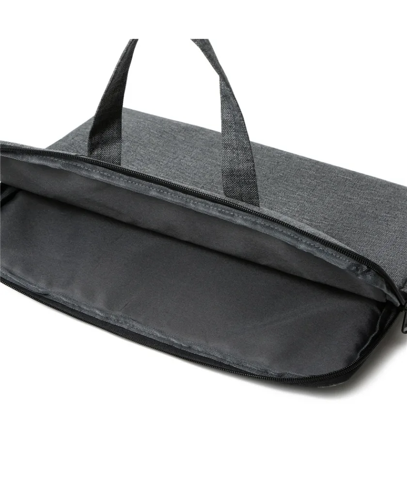 Black Canvas Laptop Sleeve With Top Handle Front Slip Pocket Zipper Closure Slim Design For Work School And Casual Use