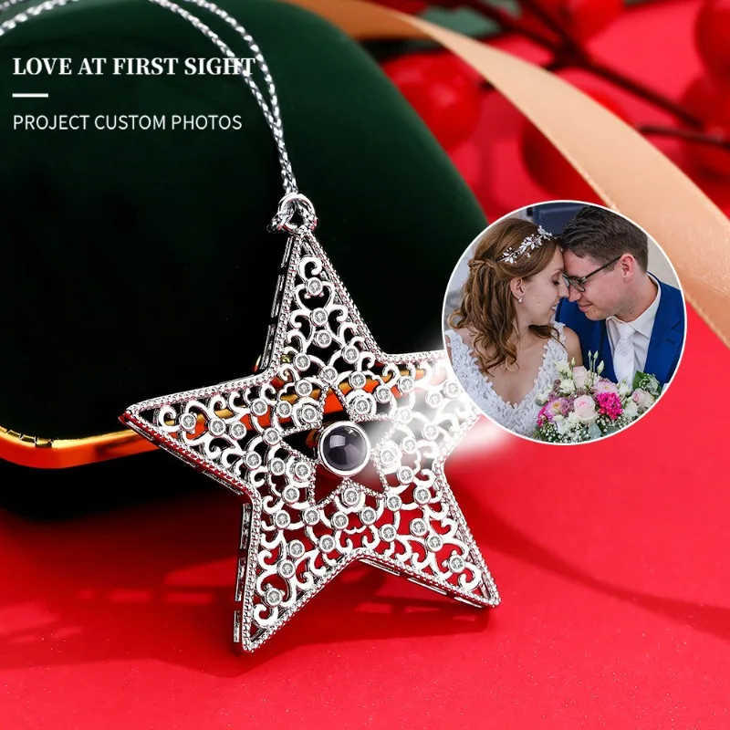 

Personalized Christmas Tree Ornaments Custom Photo Projection Star Shaped Memorial Picture Pendant For Christmas Gifts For Women
