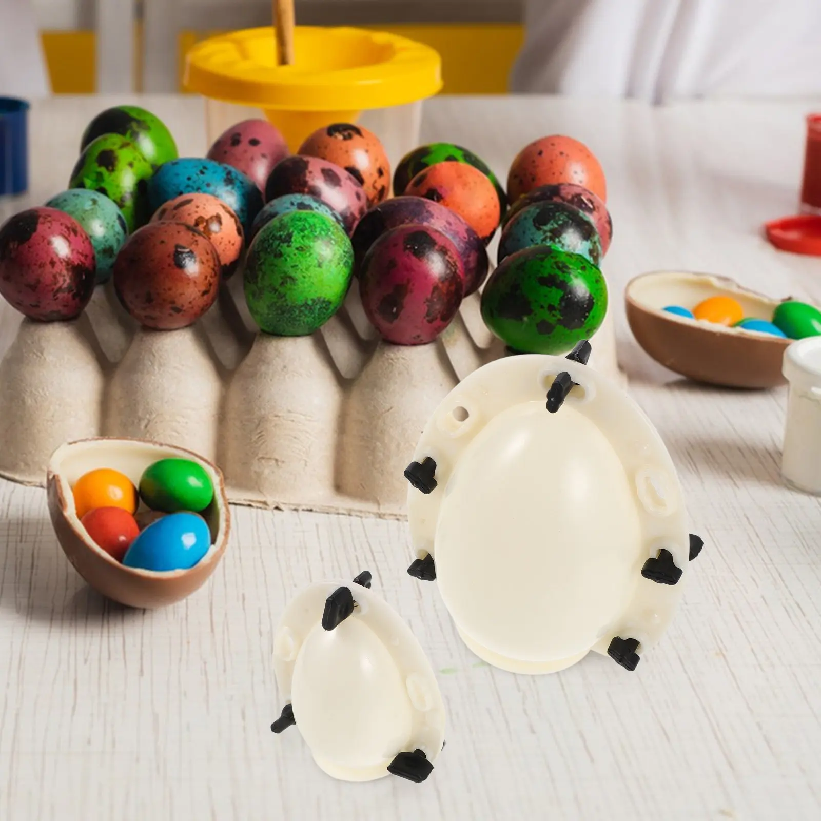 

2Pcs Egg Mold Plastic Easter Egg Mold 6In 4In Easy Release DIY Hollow Chocolate Party Decorations