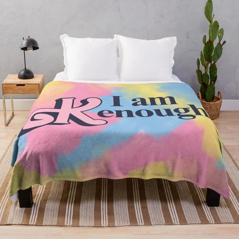 I am kenough Throw Blanket Travel bed plaid Blankets