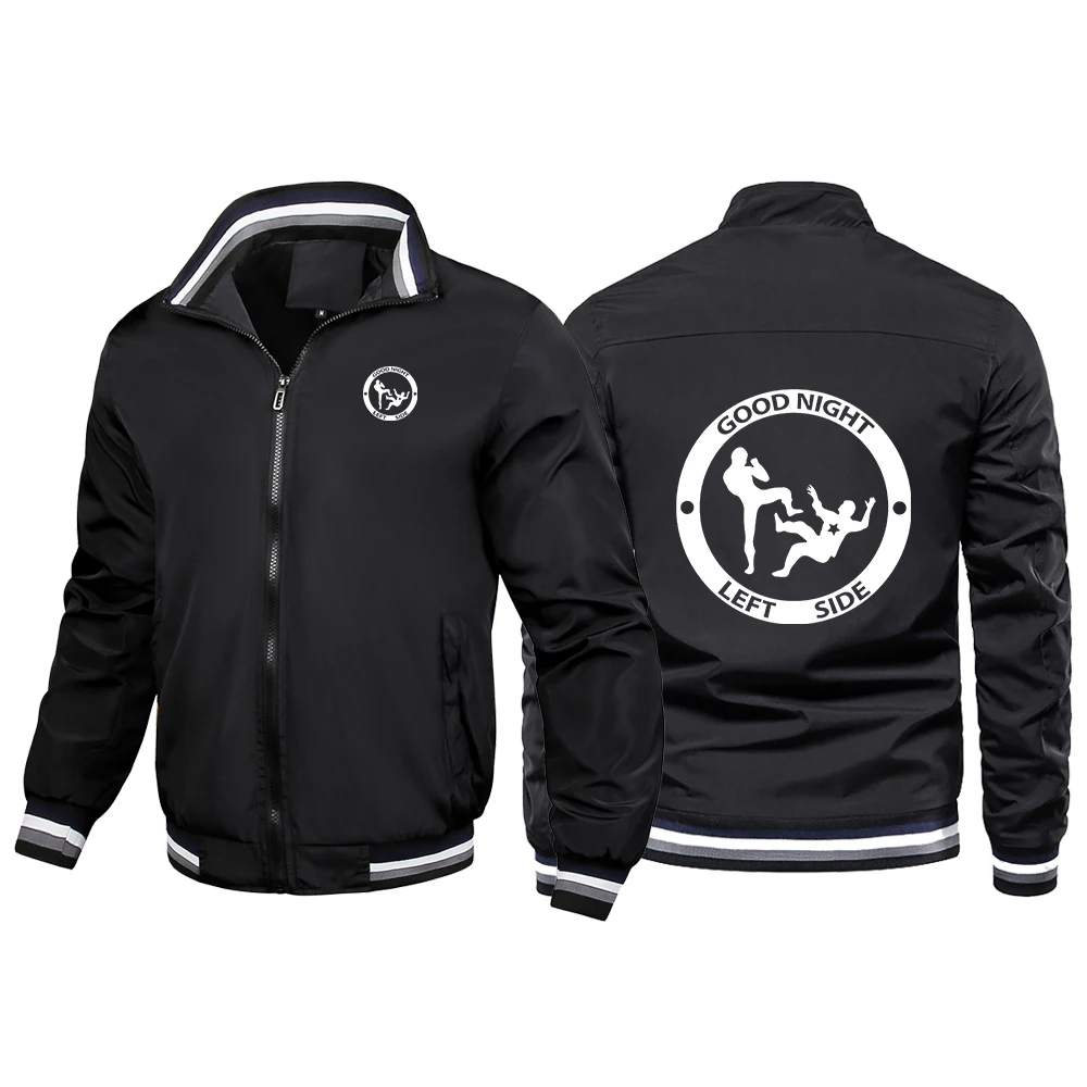 2025 Good Night Left Side Spring Autumn Men Jacket New Lapel Collar Casual Jacket Trendy Coat Daily Commute Hoodies
