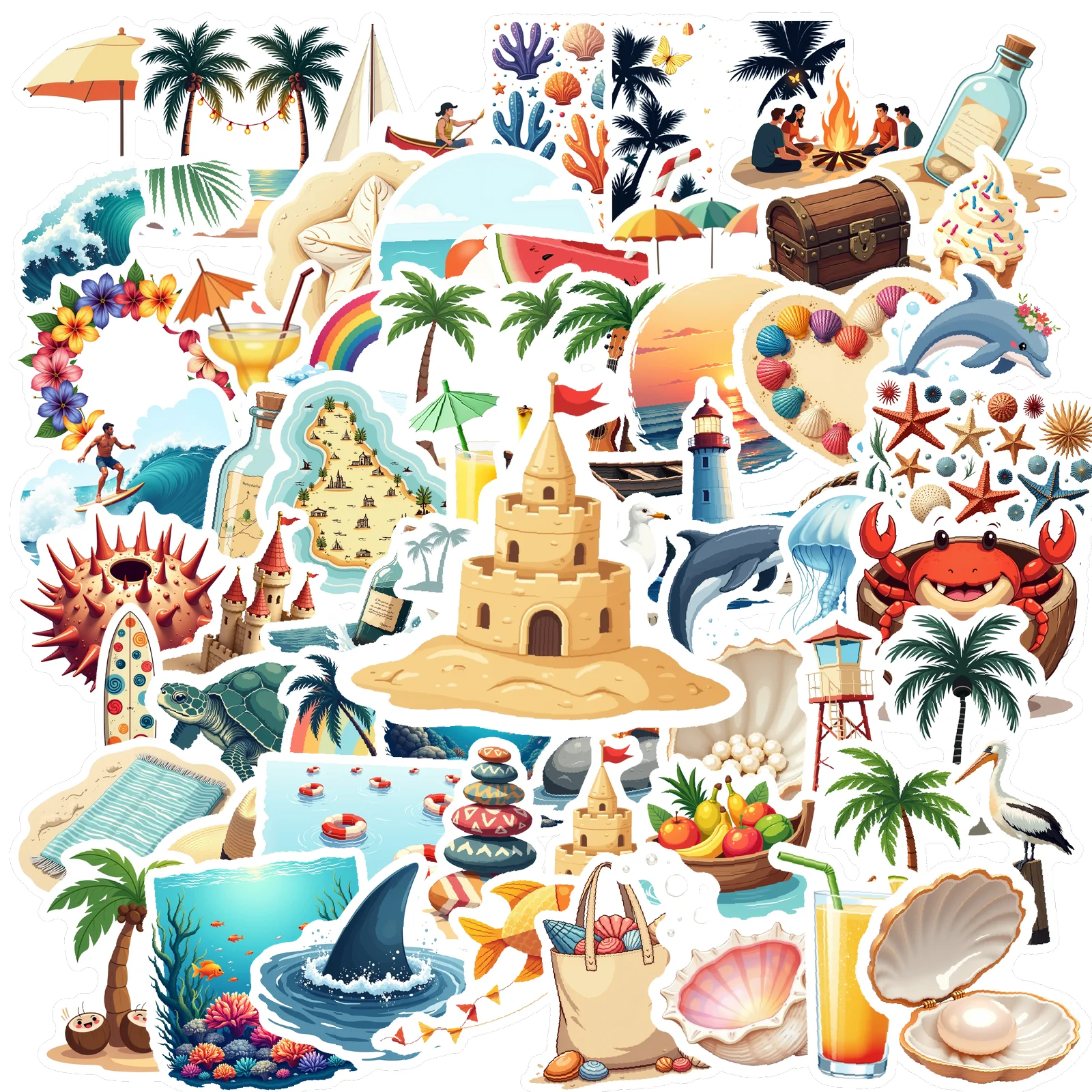 35-70 قطعة ملصقات الشاطئ الجزيرة الاستوائية الصيف السفر Diy بها بنفسك الأمتعة الغيتار الثلاجة المحمول الكتابة على الجدران ملصق القرطاسية المدرسة #1