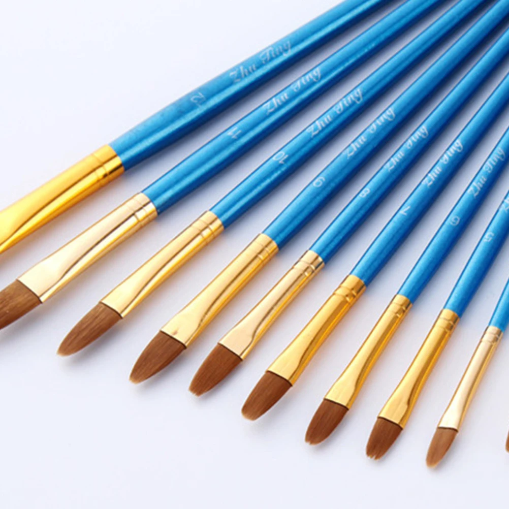 

12pcs Nylon Paint Brushes High Quality Safe Watercolor Oil Acrylic Kids Drawing Artists School Church Fairs Events Gift