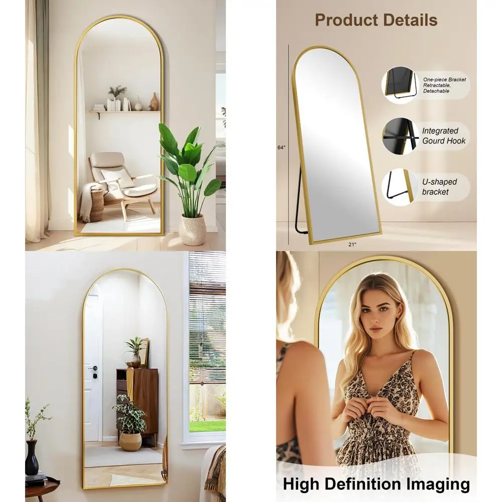Floor Mirror Full Length - Arched Stand Mirror for Bedroom, Living Room, or Cloakroom - Large Wall Mirrors for Full Body Reflect