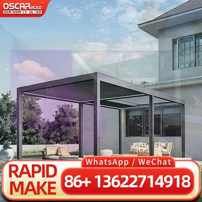 100% Waterproof Motorized Louvered Aluminium Outdoor Gazebo for Leisure Garden pergolas