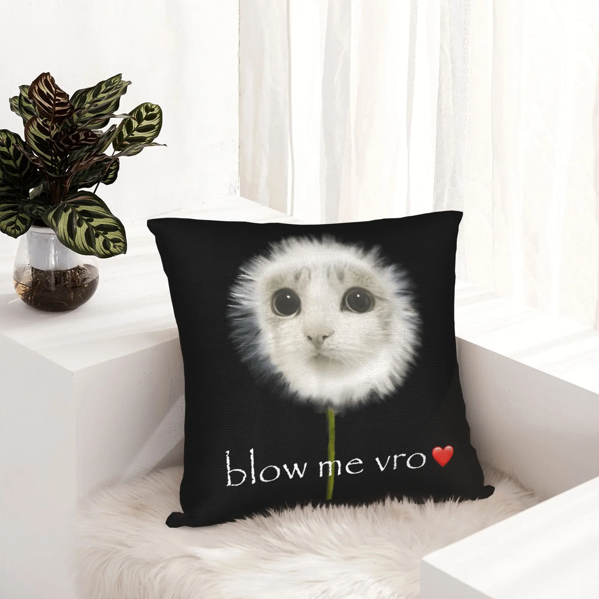 Blow Me Dandelion Meowl Cat Owl Meme Pillowcase Printing Cushion Cover Decor  Pillow Case Cover Bed Zippered