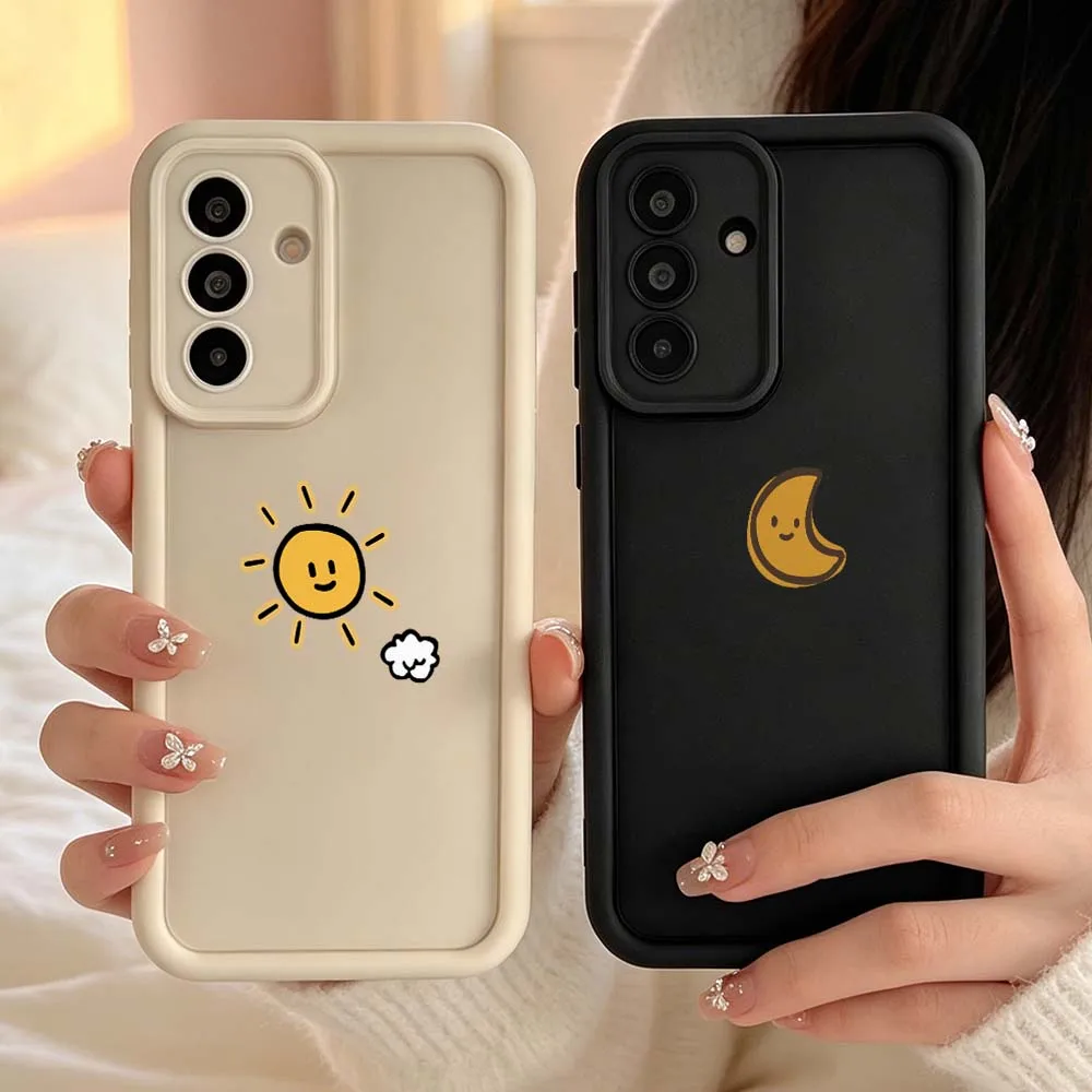 Cartoon Smiling Sun Cloud For Samsung Galaxy A04 M17 A57 A06 A07 A17 A26 A36 A14 A15 A16 Eye Ladder Phone Case Gift
