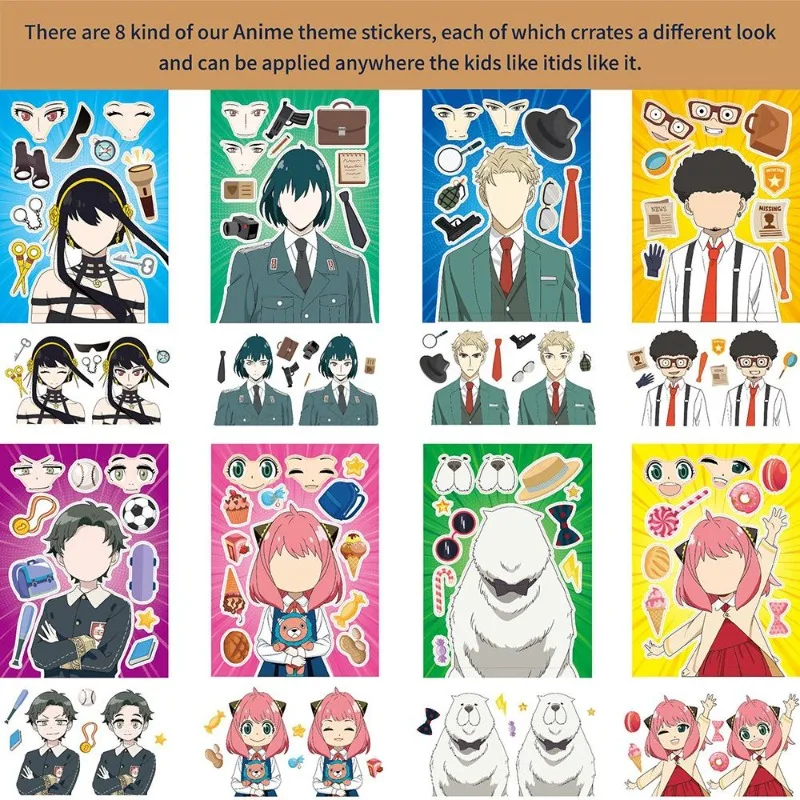 ملحقات الرسوم المتحركة SPY×Family Anya Forger Loid Forger، ملصقات ألغاز كرتونية، مبادلة وجه مبتكرة، ألعاب تعليمية للأطفال