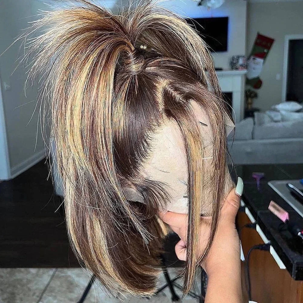 

Натуральные еврейские волосы Highlight Brown, без клея, мягкие, длинные, прямые, 5x5, на шелковой основе, с baby hair, HD-кружево, европейские волосы, предварительно выщипанные