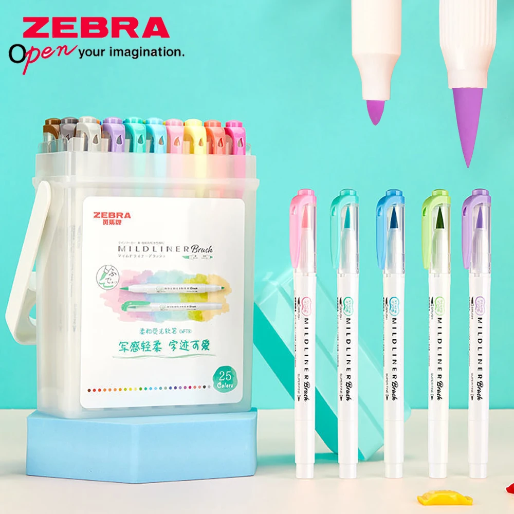 Zebra-rotulador de doble punta WFT8 para pintar, suministros de papelería japonesa, delineador suave, pincel artístico