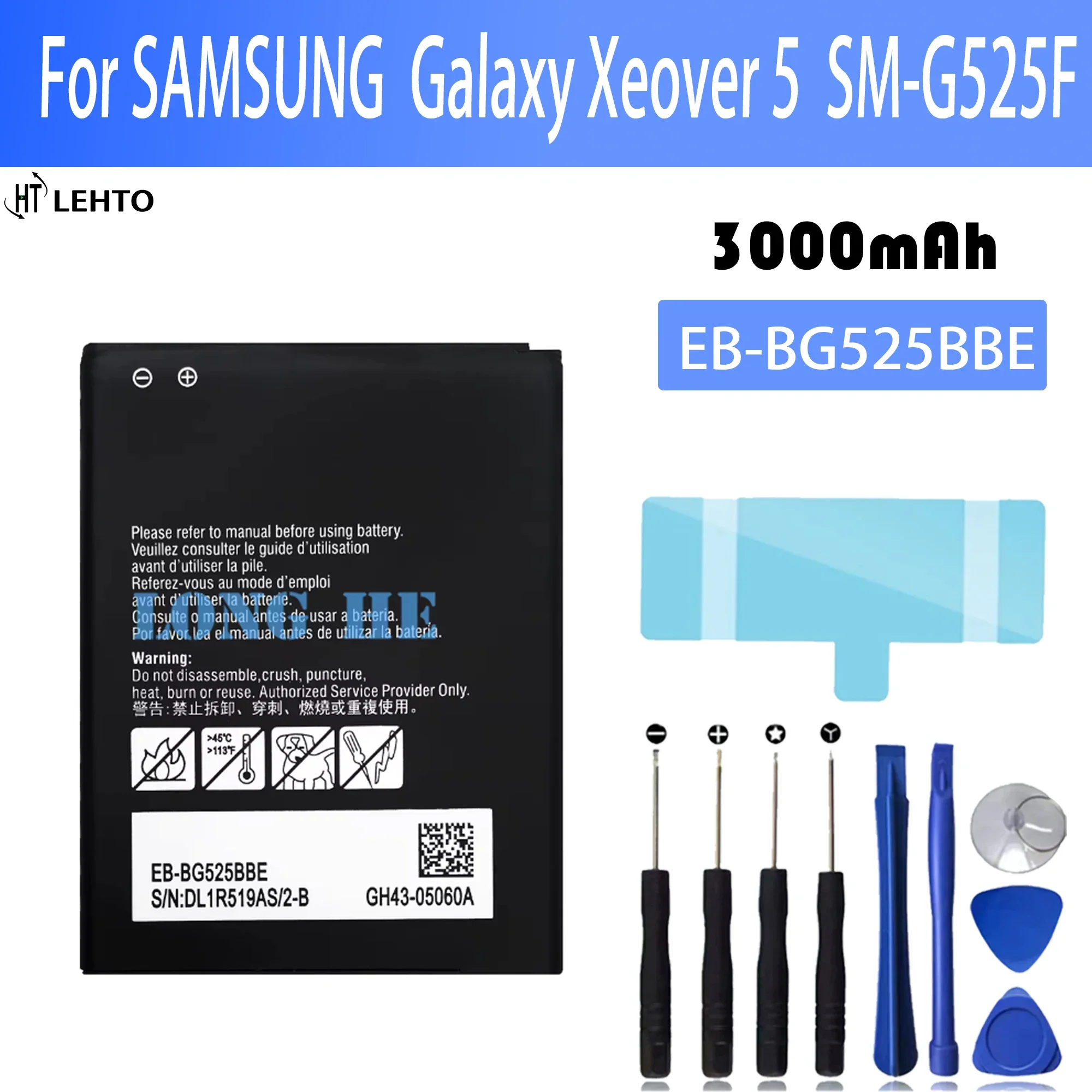 

100% New high capacity Battery EB-BG525BBE For SAMSUNG Galaxy Xcover5 SM-G525F Battery + Free Tools