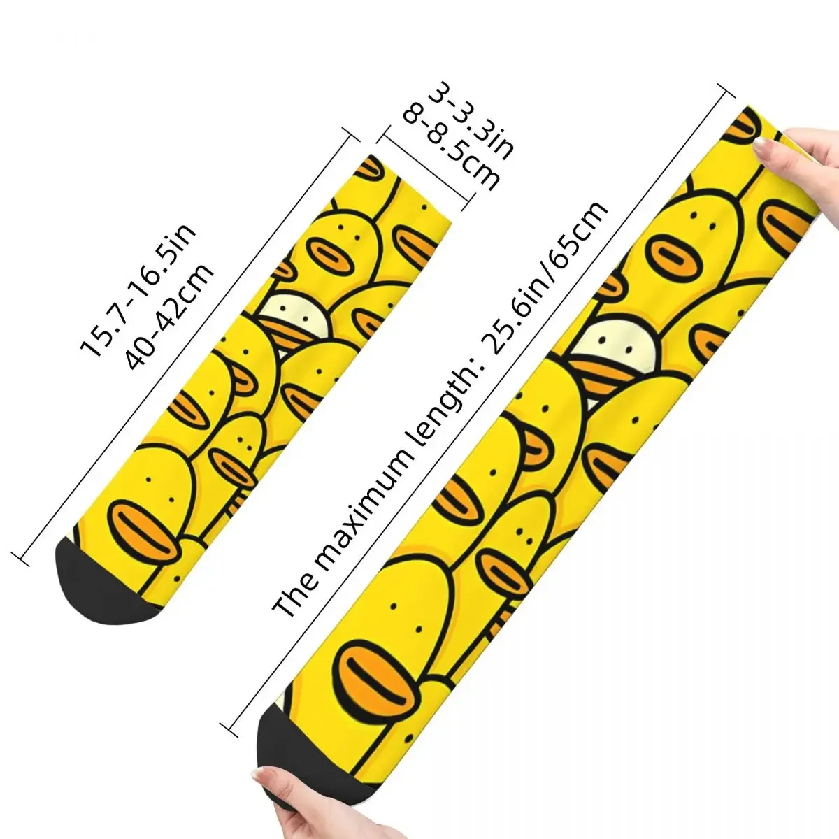 Vintage Doodle Art Men's Socks Rubber Duck Unisex Street Style Pattern Printed Crazy Crew Sock Gift