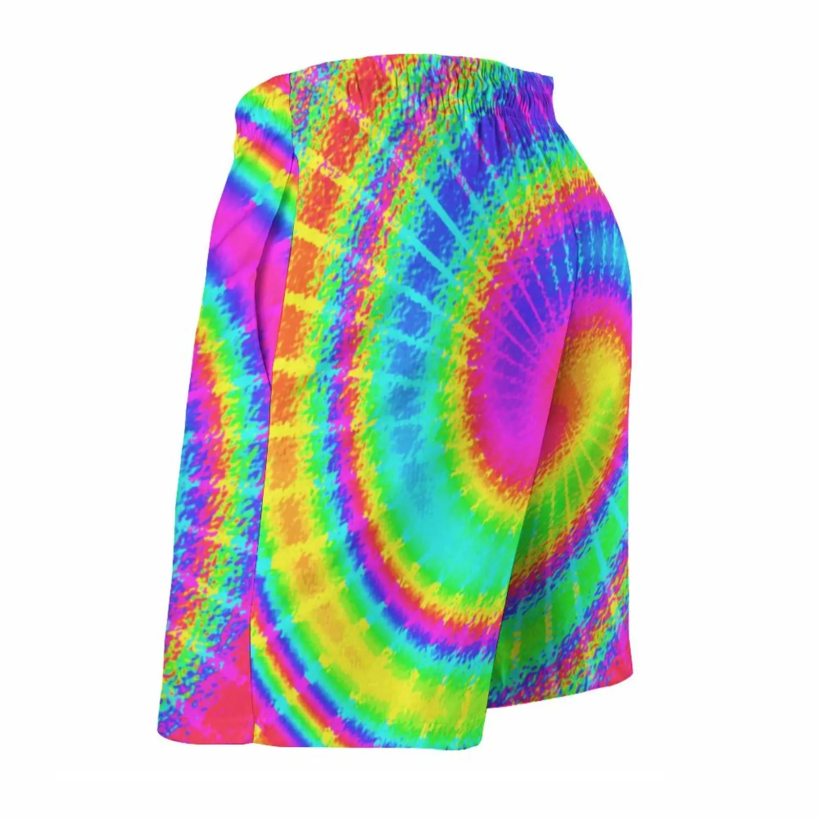 Colorful Rainbow Board Shorts Retro 80s Hippy Bohemian Tie Dye Cute Beach Short Pants Man Printing Oversize Swimming Trunks