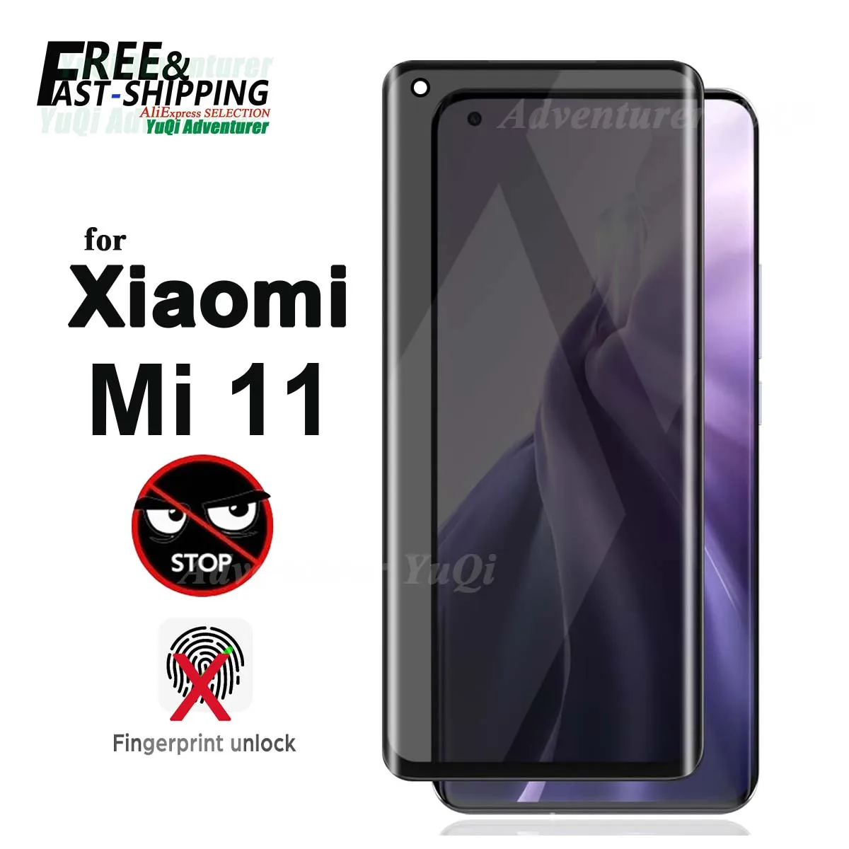 

3D Anti Spy Screen Protector For Xiaomi Mi 11 Curve Privacy Tempered Glass Peep 9H High Aluminum