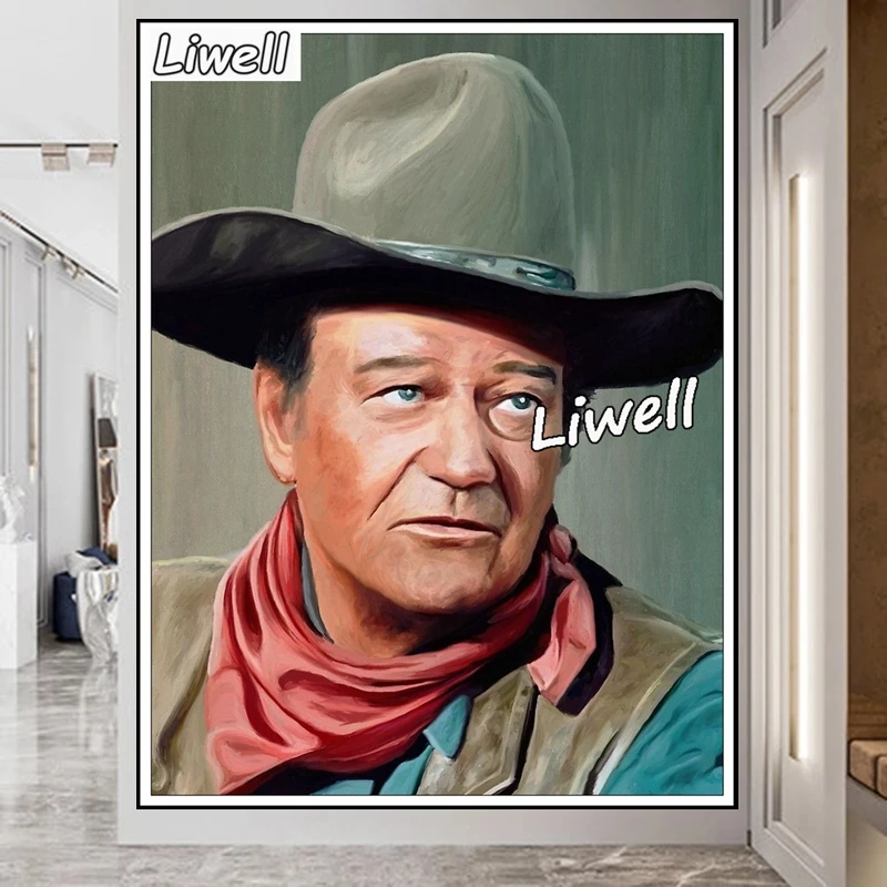 Cowboy John Wayne Diamond Painting Celebrity Portrait Hero Picture Embroidery Cross Stitch Wall Art Full Drills Home Decor