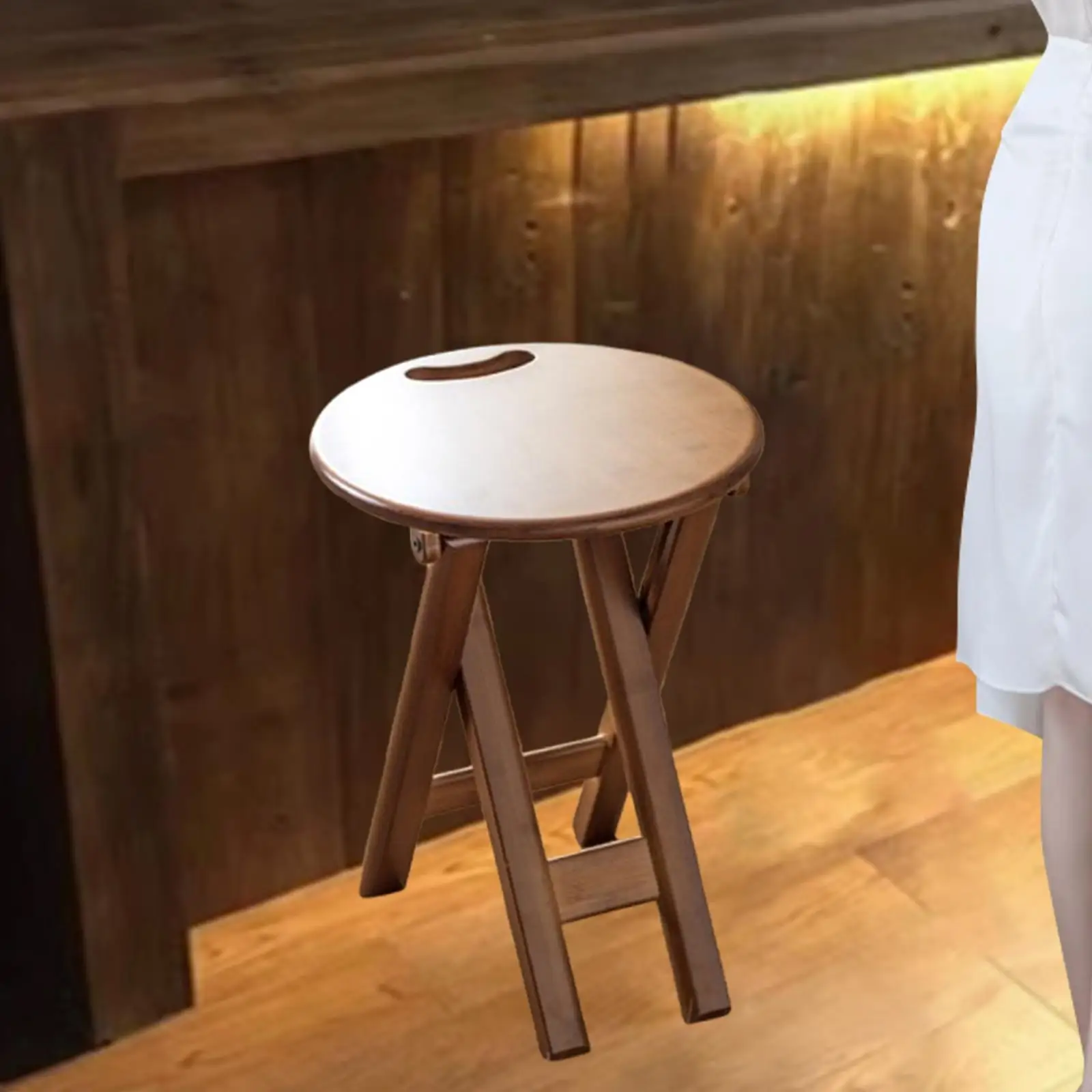 

Round Fold Stool High Bench with Handle Portable Lightweight Round Folding Chair Folding Bar Stool for Outdoor Kitchen Indoor