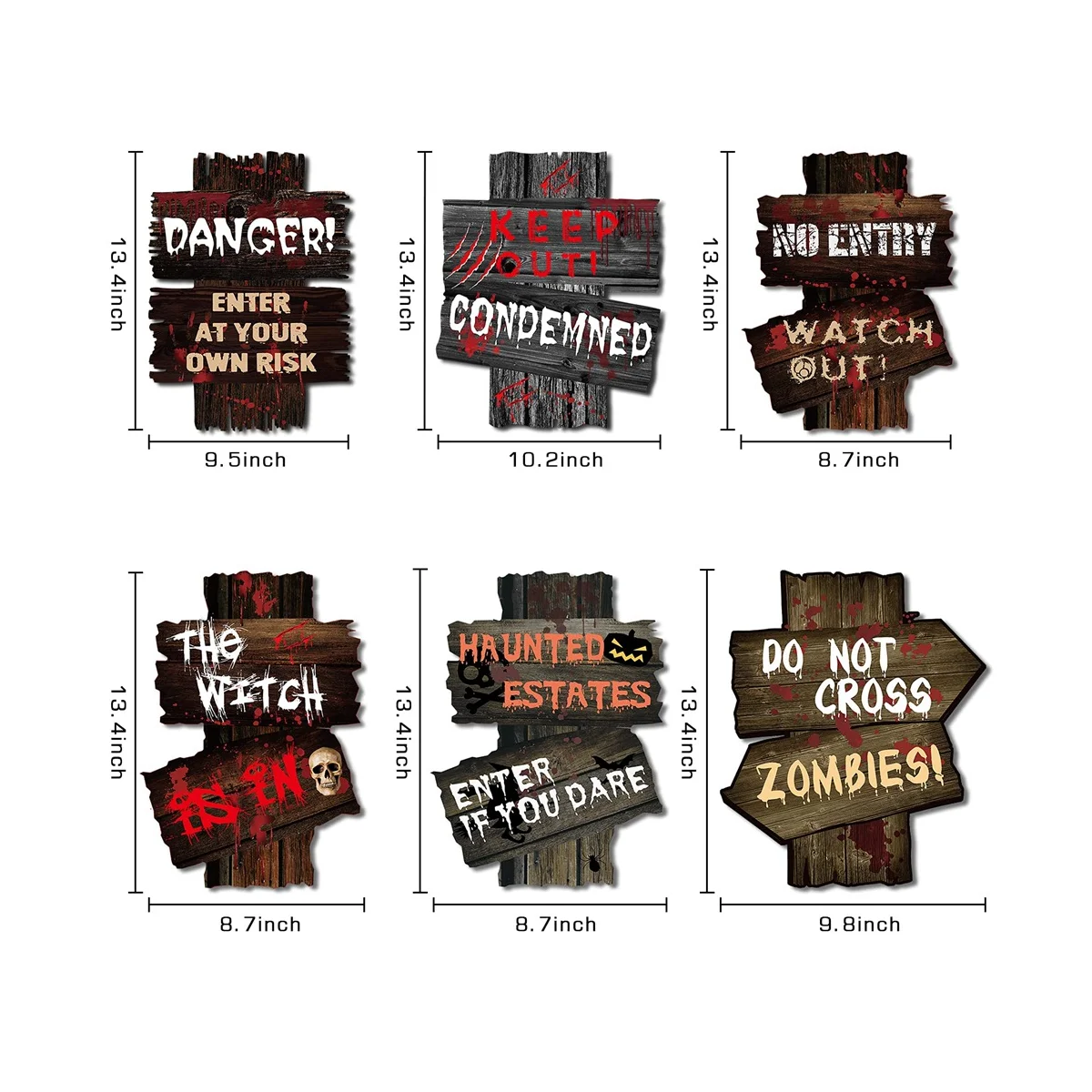 Halloween Decorations Yard Signs Stakes Props, 6 Pieces Halloween Decor Warning Signs Scary Zombie Vampire