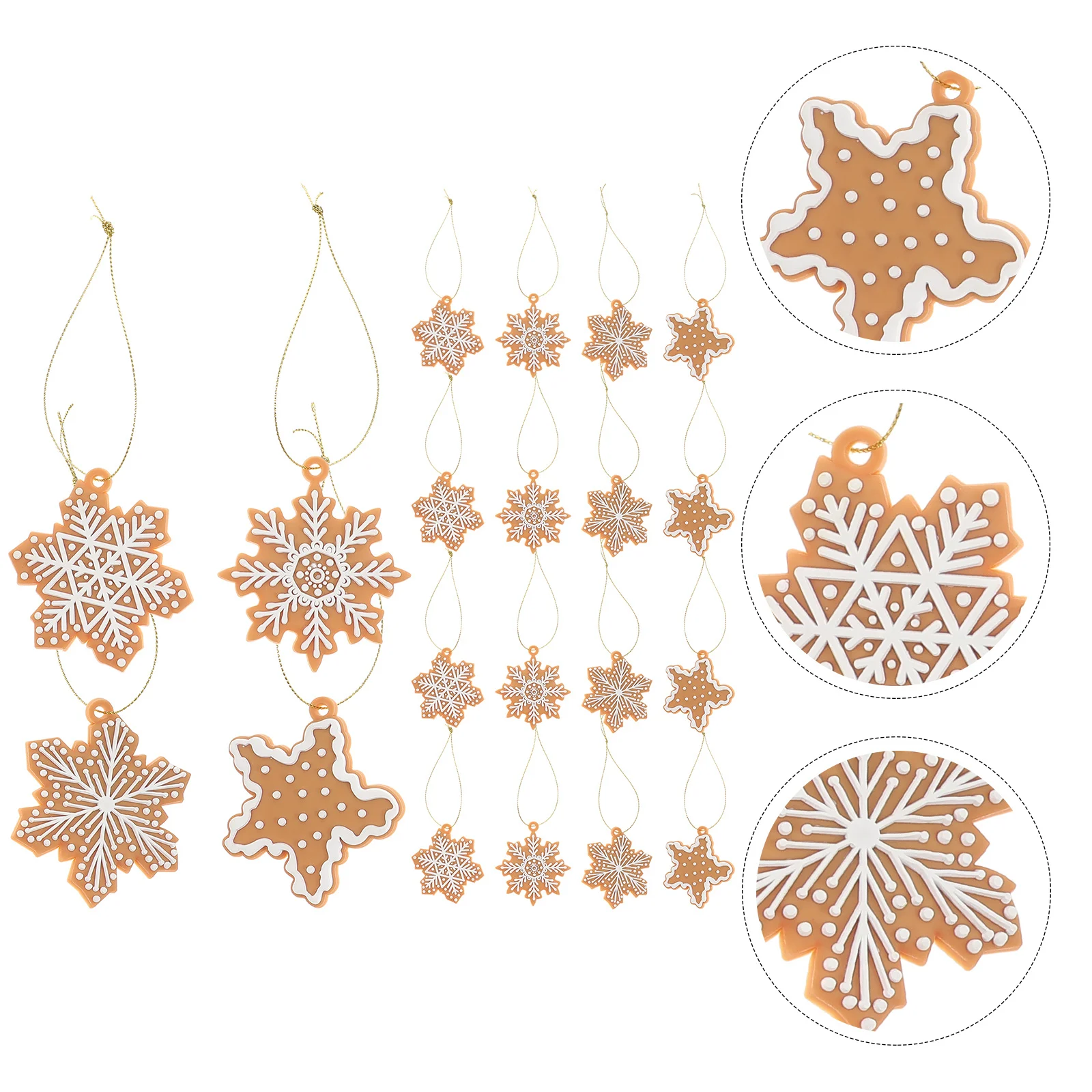 

20Pcs Christmas Snowflake Hanging Ornament Gingerbread Theme Xmas Decor Party Tree Decoration Cute Festive Home Garden Use