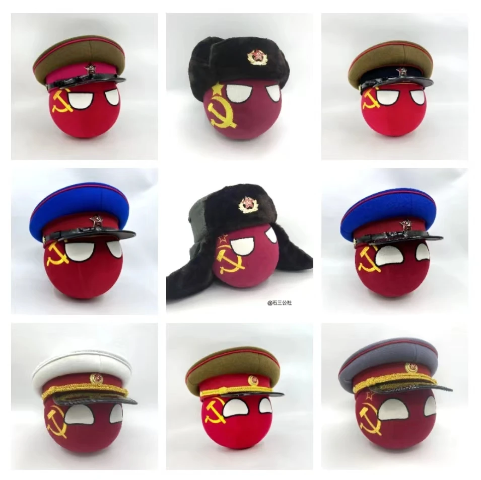20cm Soviet Union Polandball Plush Doll and political commissar hat USSR Countryballs handmade Plushies for Gift