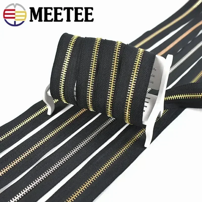 1-5Y Meetee 3# 5# Sewing Metal Zipper for Clothes Decorative Zippers Bag Roll Zips Tapes Closure Zip Repair Kits DIY Accessories