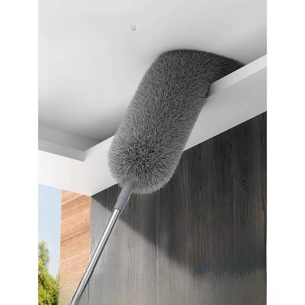 

Exble Feather Duster Static Electic Cleaning Tool for Home Use High Place Dust Cleaning Microfiber round Head Dustpan