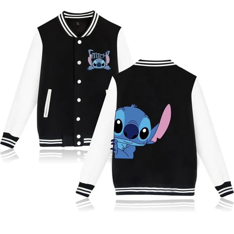 Y2k 90s stitch disney jaqueta de beisebol com capuz das mulheres dos homens moletom crianças meninos meninas harajuku jaquetas streetwear casacos universitários