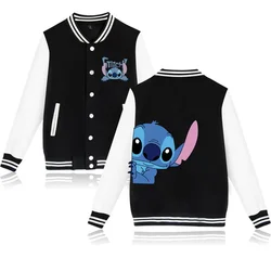 Y2k 90s Stitch Disney Hoodie Baseball Jacket Men Women Sweatshirt Kids Boys Girls Harajuku Jackets Streetwear College Coats