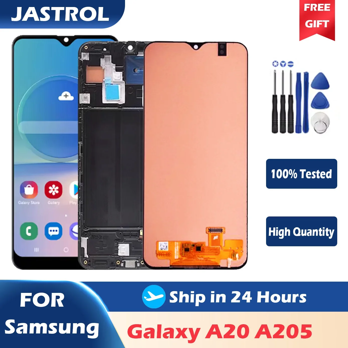 

100% Tested LCD For Samsung Galaxy A20 A205 A205F/DS Display Touch Screen Digitizer Assembly screen replacement With Frame